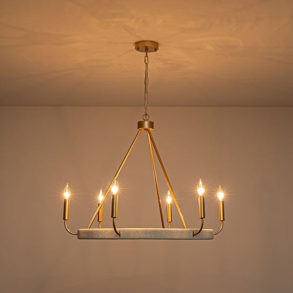 Modern Rustic 6-Light Candlestick Cotton thread Wagon Wheel Chandelier
