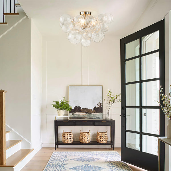 Modern Swirl Glass Cluster Bubble Semi-Flush Mount