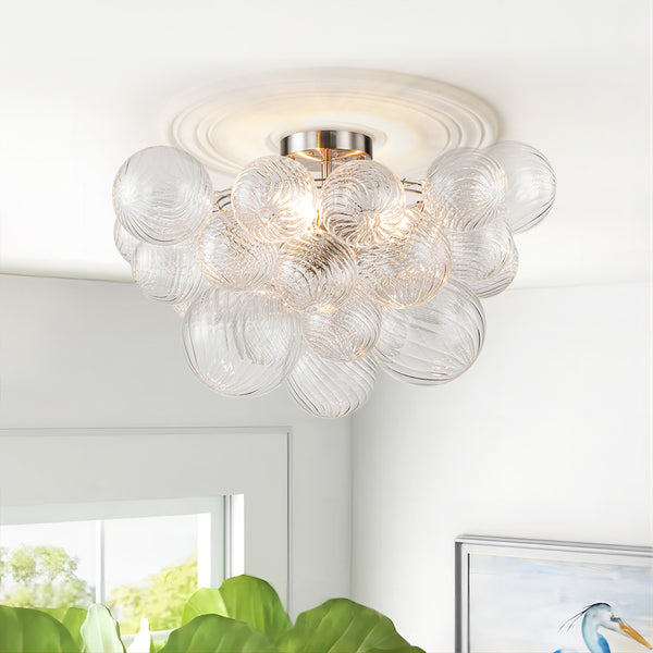 Modern Swirl Glass Cluster Bubble Semi-Flush Mount