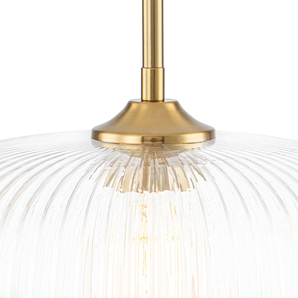 1-Light Ribbed Glass Clear Lantern Kitchen Pendant