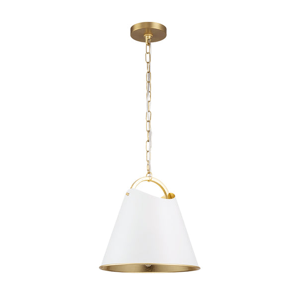 Modern 1-Light Gold Leaf Hanging Metal Barrel Pendant