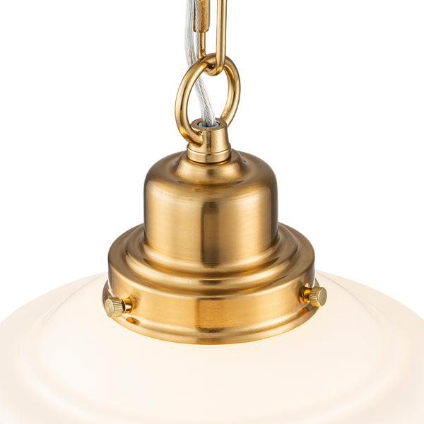 1-Light Shiny Opal Trapezoid Glass Schoolhouse Pendant