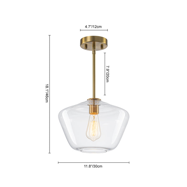 Modern 1-Light Sculptural Geo Glass Pendant