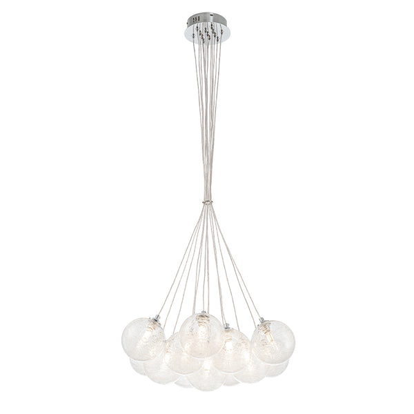 Modern 13-Light Clear Glass Globe Bubble Chandelier
