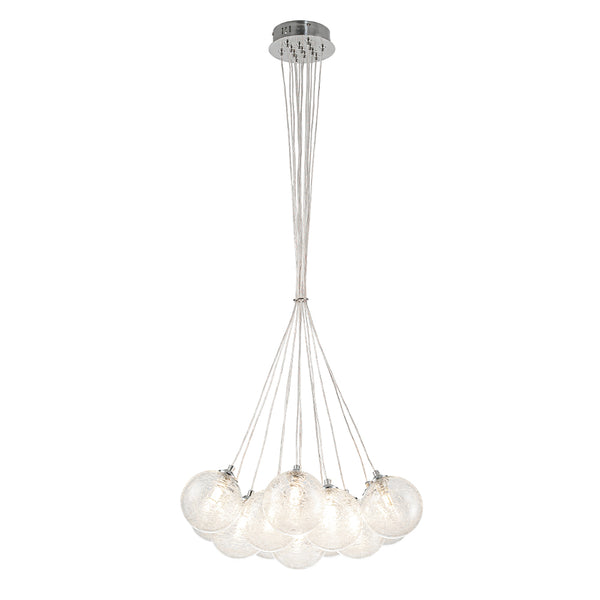 Modern 13-Light Clear Glass Globe Bubble Chandelier