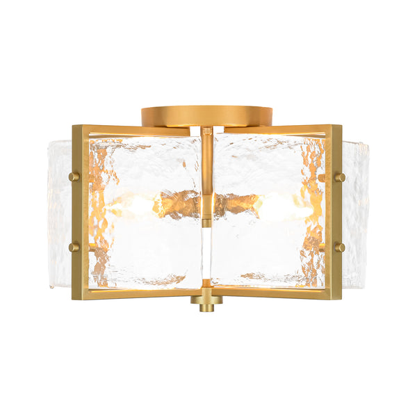Modern 4-Light Rippled Glass Drum Semi-Flush Mount