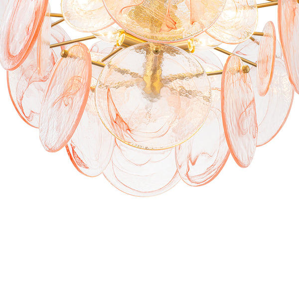 Modern 9-Light White Strie Glass Tiered Chandelier