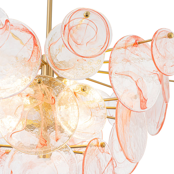 Modern 9-Light White Strie Glass Tiered Chandelier