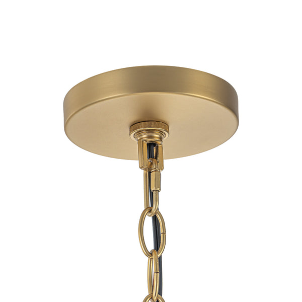 Modern 6-Light White Stire Patterned Glass Drum Pendant
