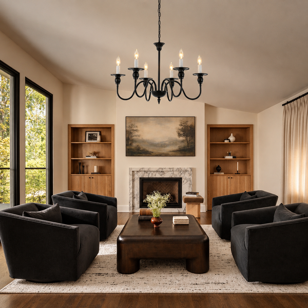 Modern Farmhouse 6-Light Swooping Arm Candle Style Chandelier