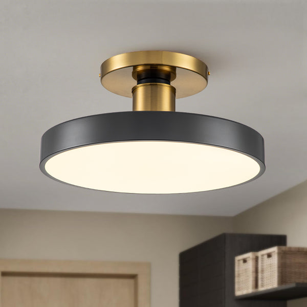 Modern Minimalist Dimmable LED Drum Semi Flush Mount