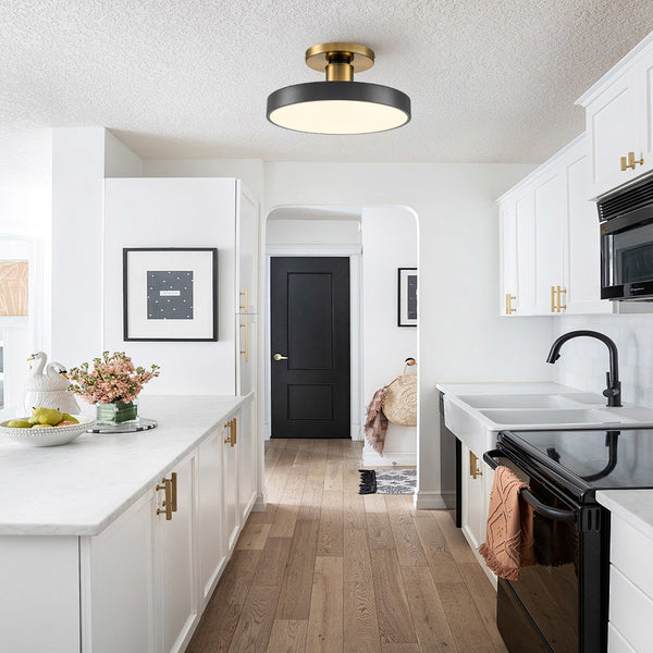 Modern Minimalist Dimmable LED Drum Semi Flush Mount