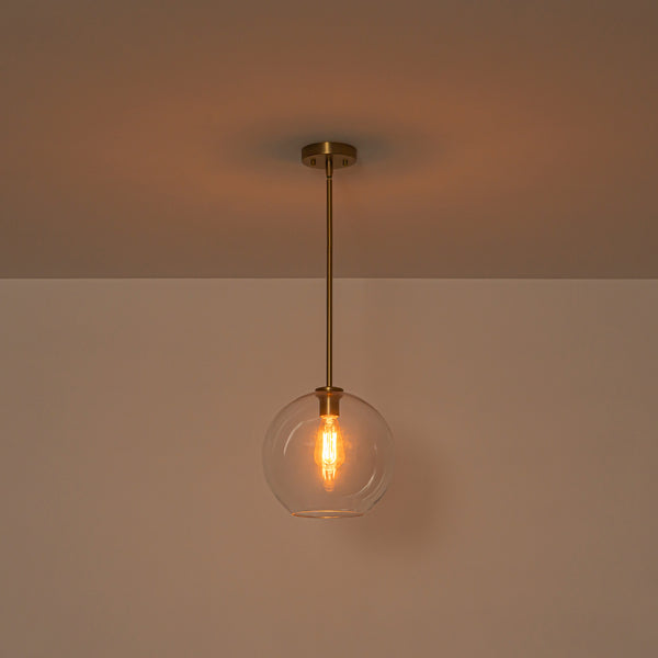 Modern 1-Light Sculptural Glass Globe Pendant