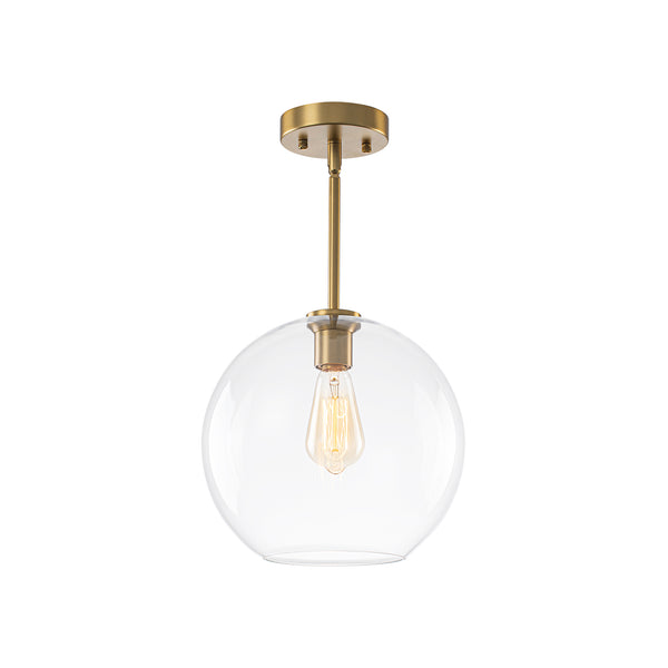 Modern 1-Light Sculptural Glass Globe Pendant