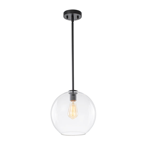 Modern 1-Light Sculptural Glass Globe Pendant