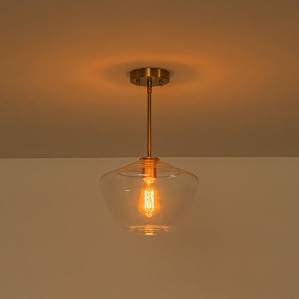 Modern 1-Light Sculptural Geo Glass Pendant