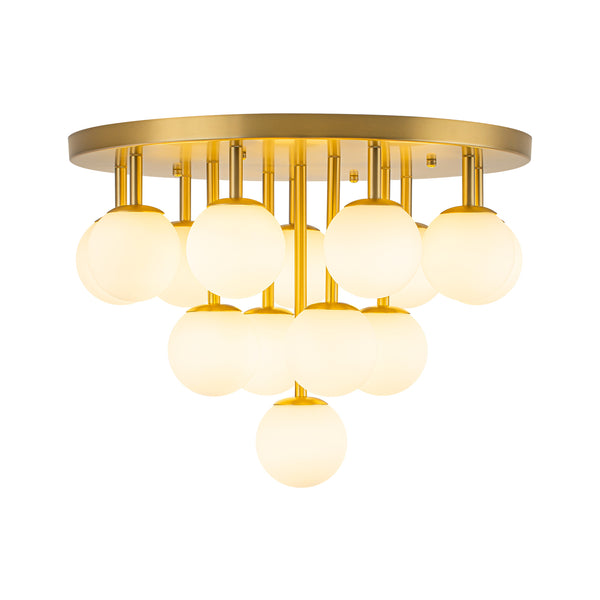 Multi-Globe Frosted Glass Cluster 14-Light Layered Semi-flush Mount