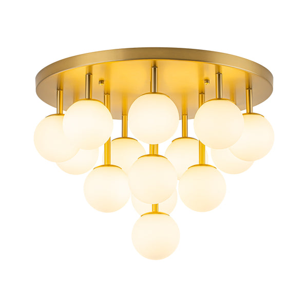 Multi-Globe Frosted Glass Cluster 14-Light Layered Semi-flush Mount