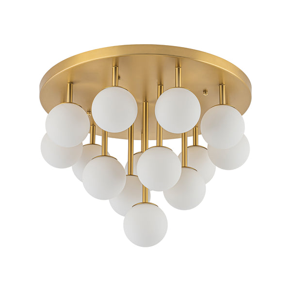Multi-Globe Frosted Glass Cluster 14-Light Layered Semi-flush Mount