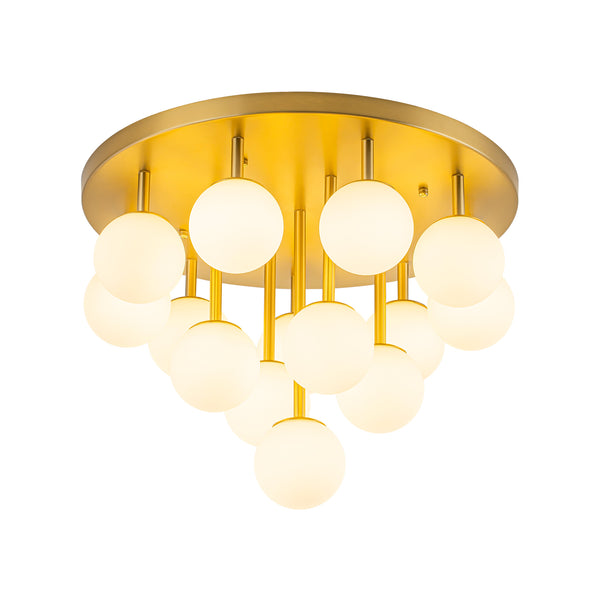 Multi-Globe Frosted Glass Cluster 14-Light Layered Semi-flush Mount