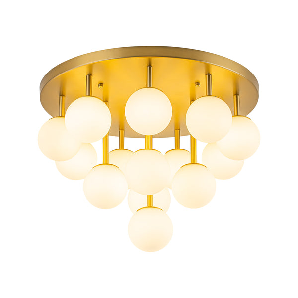 Multi-Globe Frosted Glass Cluster 14-Light Layered Semi-flush Mount