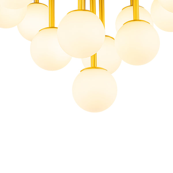 Multi-Globe Frosted Glass Cluster 14-Light Layered Semi-flush Mount