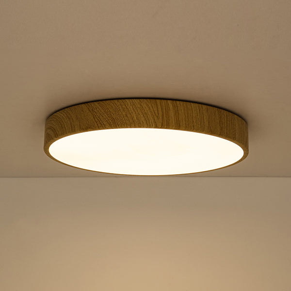 Nordic Faux Wood Grain 5CCT Dimmable LED Round Flush Mount