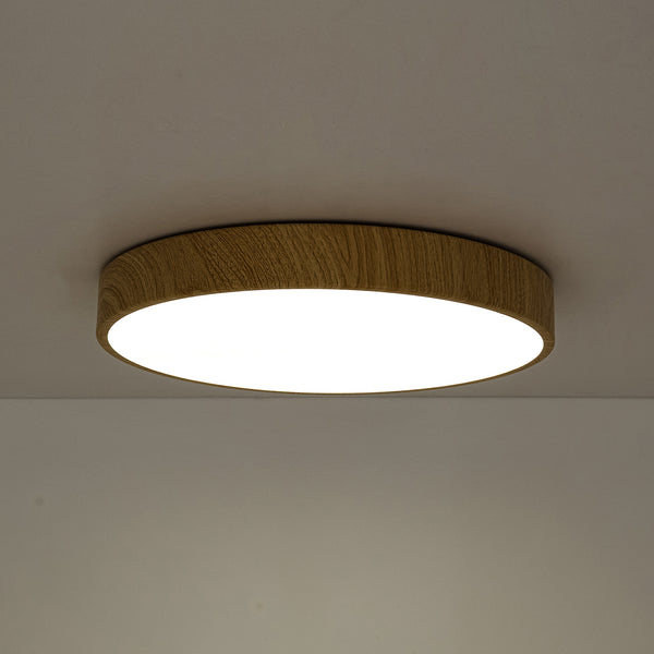 Nordic Faux Wood Grain 5CCT Dimmable LED Round Flush Mount