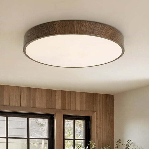 Nordic Faux Wood Grain 5CCT Dimmable LED Round Flush Mount