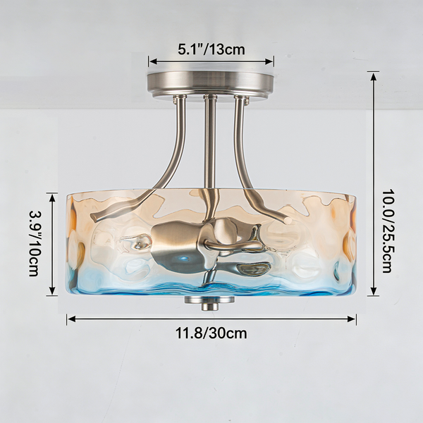Ombre 2-Light Hammer Glass Drum Semi-Flush Mount