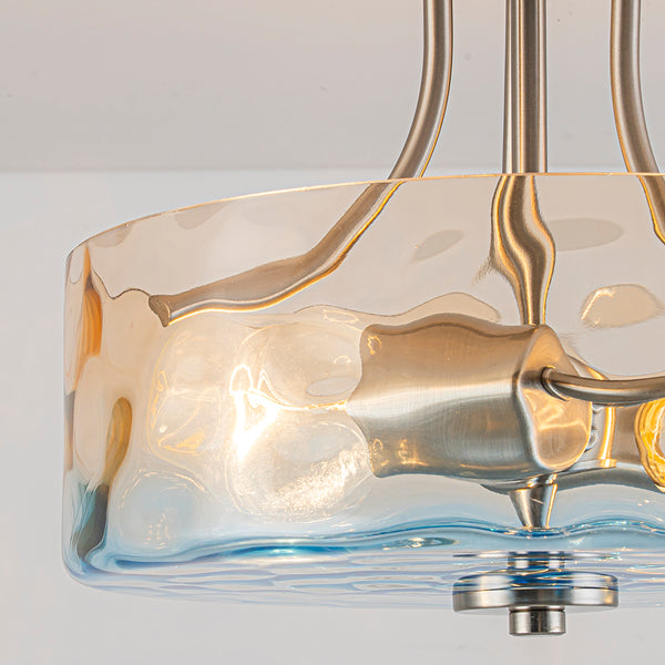 Ombre 2-Light Hammer Glass Drum Semi-Flush Mount