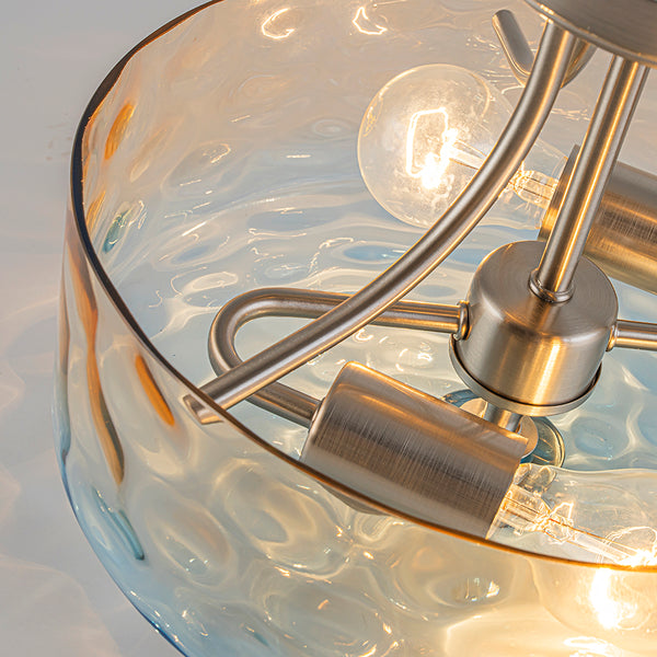 Ombre 2-Light Hammer Glass Drum Semi-Flush Mount