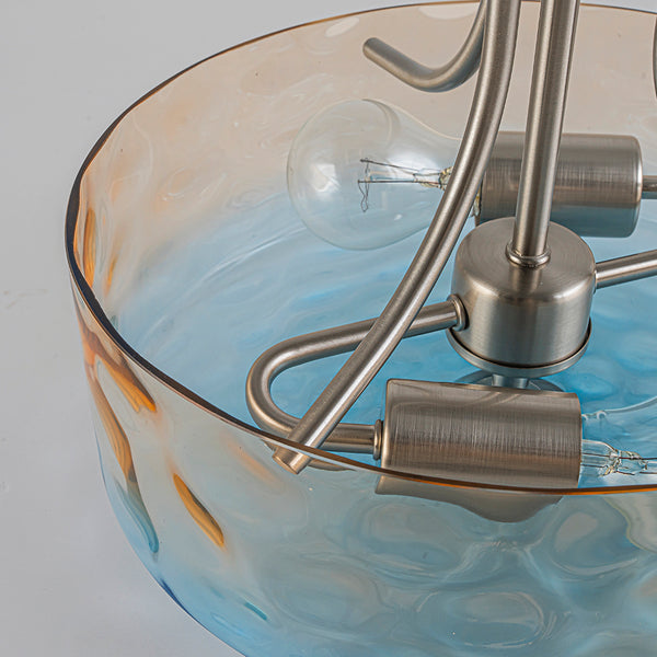 Ombre 2-Light Hammer Glass Drum Semi-Flush Mount