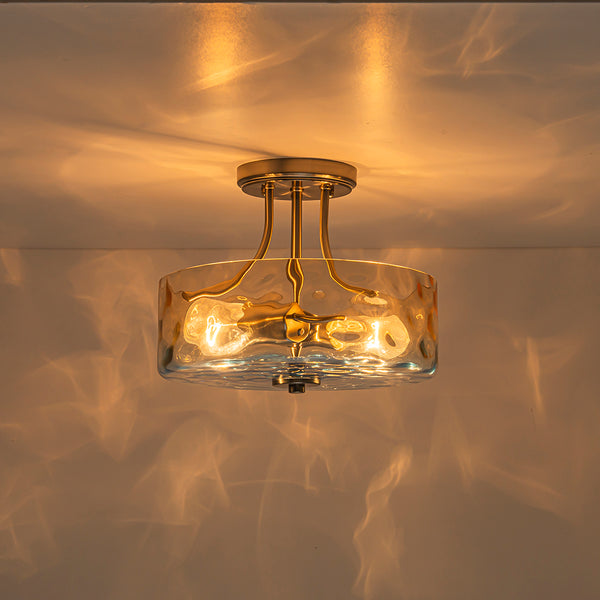 Ombre 2-Light Hammer Glass Drum Semi-Flush Mount