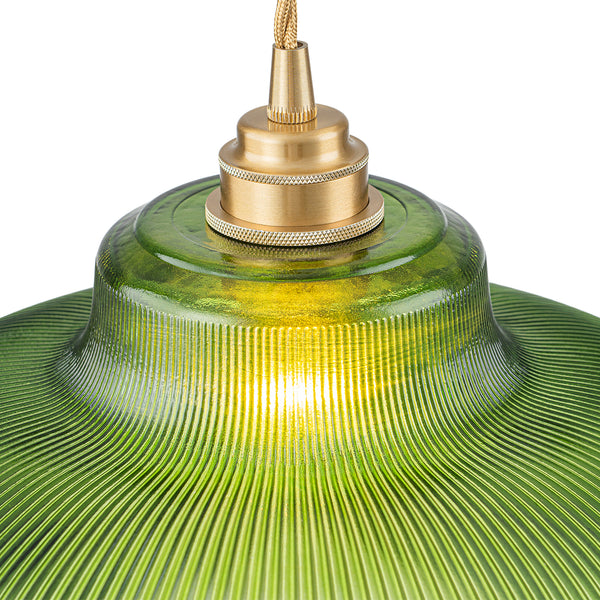 Retro 1-Light Dome Ribbed Glass Saucer Pendant