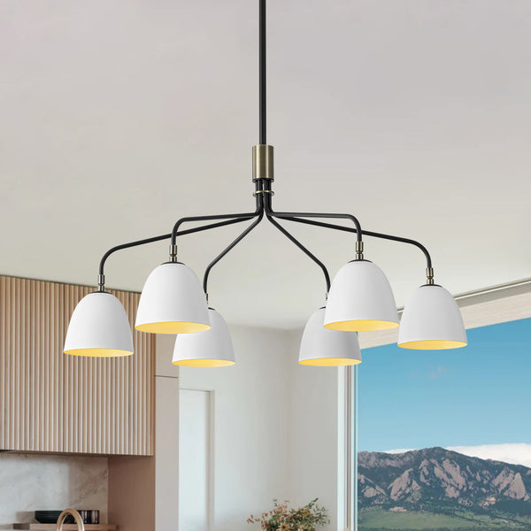Sculptural 6-Light Metal Modern Linear Chandelier