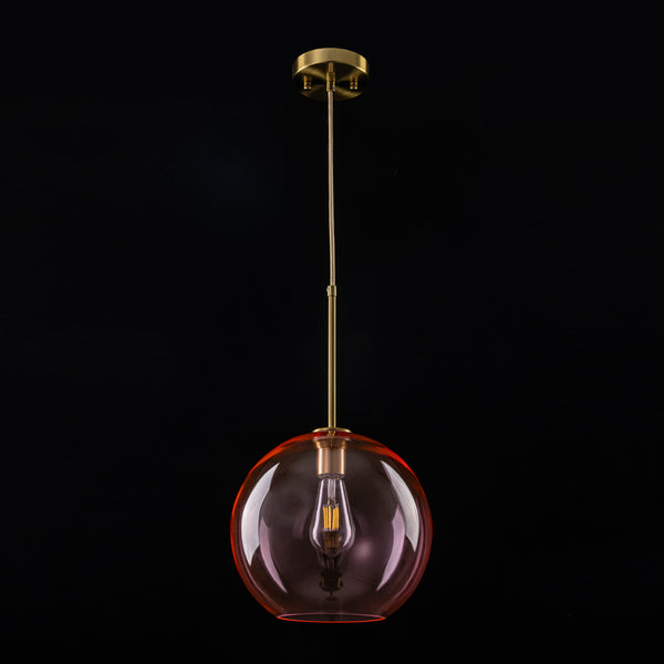 Sculptural Solid Colored Glass Globe Single Pendant