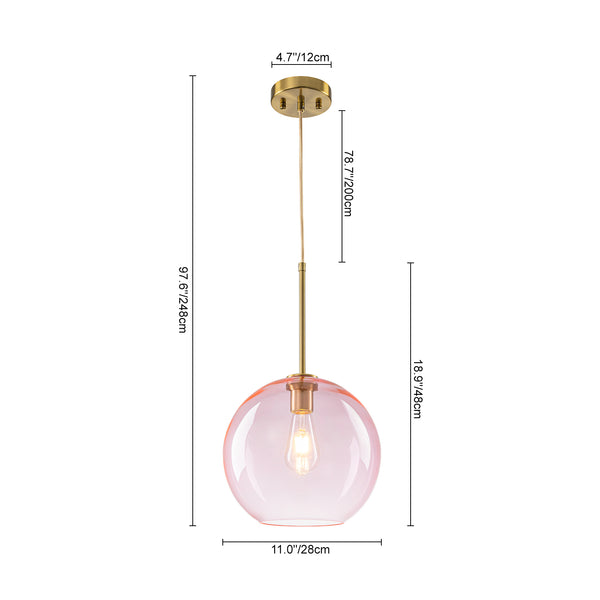 Sculptural Solid Colored Glass Globe Single Pendant