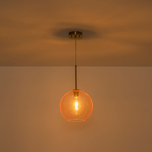 Sculptural Solid Colored Glass Globe Single Pendant