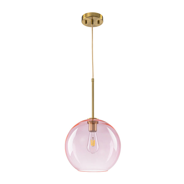 Sculptural Solid Colored Glass Globe Single Pendant