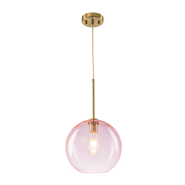 Sculptural Solid Colored Glass Globe Single Pendant
