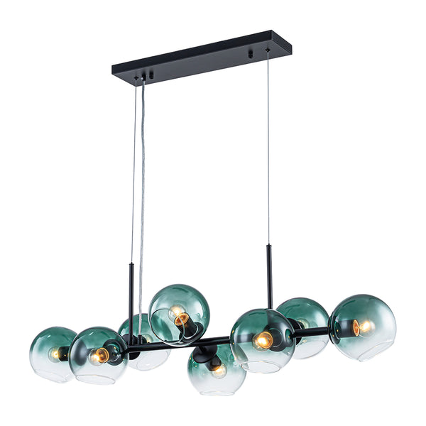 Sculptural 8-Light Staggered Gradient Glass Island Chandelier