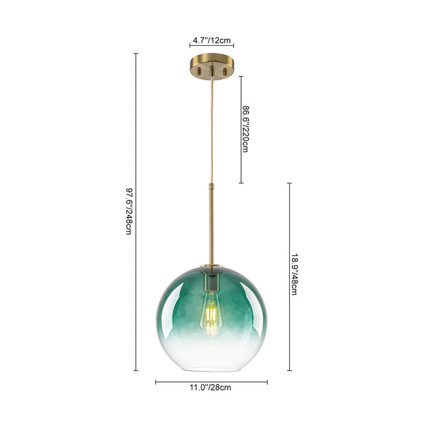 Sculptural Gradient Tinted Glass Globe Single Pendant