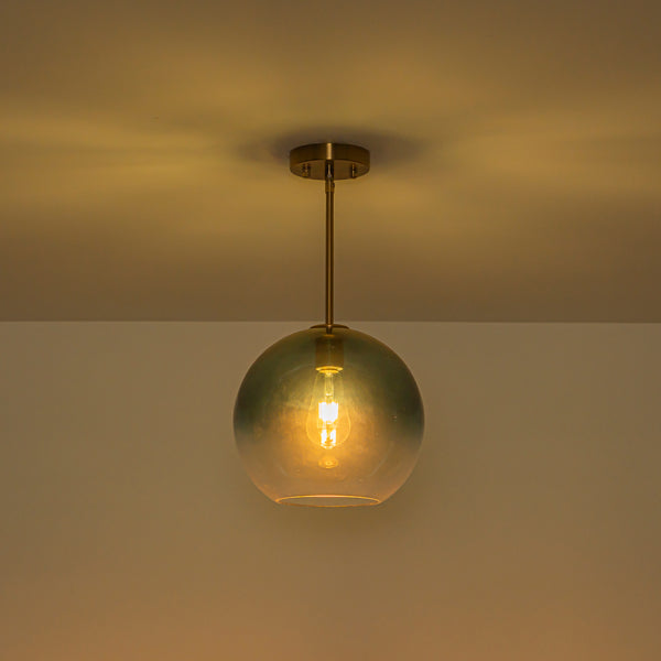 Sculptural Gradient Tinted Glass Globe Single Pendant