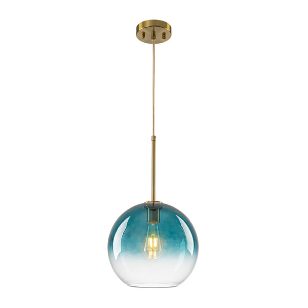 Sculptural Gradient Tinted Glass Globe Single Pendant