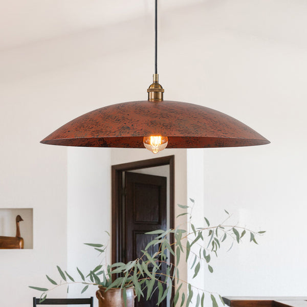 Single Light Brick Flat Oversized Dome Pendant