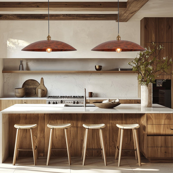 Single Light Brick Flat Oversized Dome Pendant