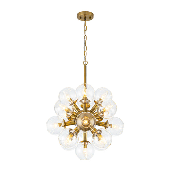 Sleek Modern 17-Light Hand-blown Glass Firework Sphere Chandelier