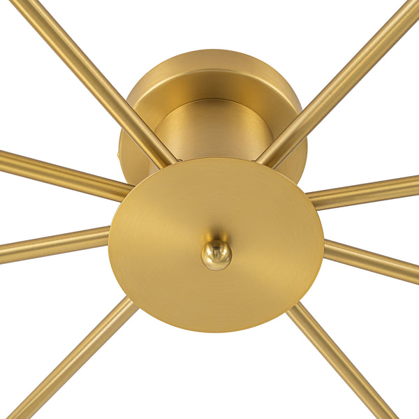 Sputnik Brass 8-Light Frosted Glass Sphere Semi-flush Mount