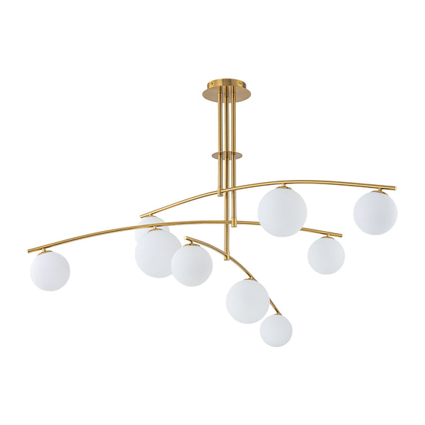 Stylish Modern 9-Light Branch Glass Globe Semi Flush Mount